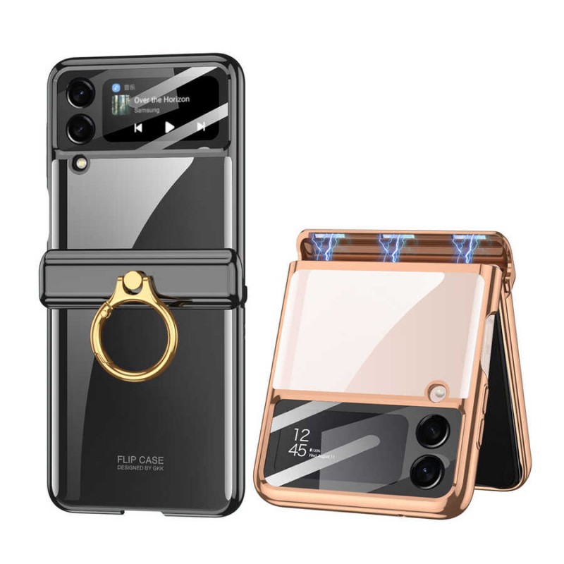 Galaxy Z Flip 4 Kılıf Zore Kıpta Yüzüklü Lens Korumalı Kapak