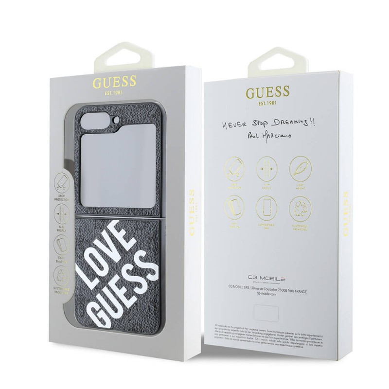 Galaxy Z Flip 6 Kılıf Guess Orjinal Lisanslı Magsafe Şarj Özellikli Love Guess Printing Kapak