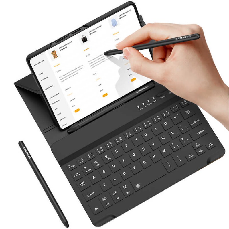 Galaxy Z Fold 3 Kılıf Standlı Bluetooth Klavyeli Zore Kıpta Keyboard Set Kılıf