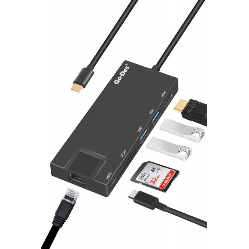 Go Des GD-DK828 7 in 1 Usb-C Kablo