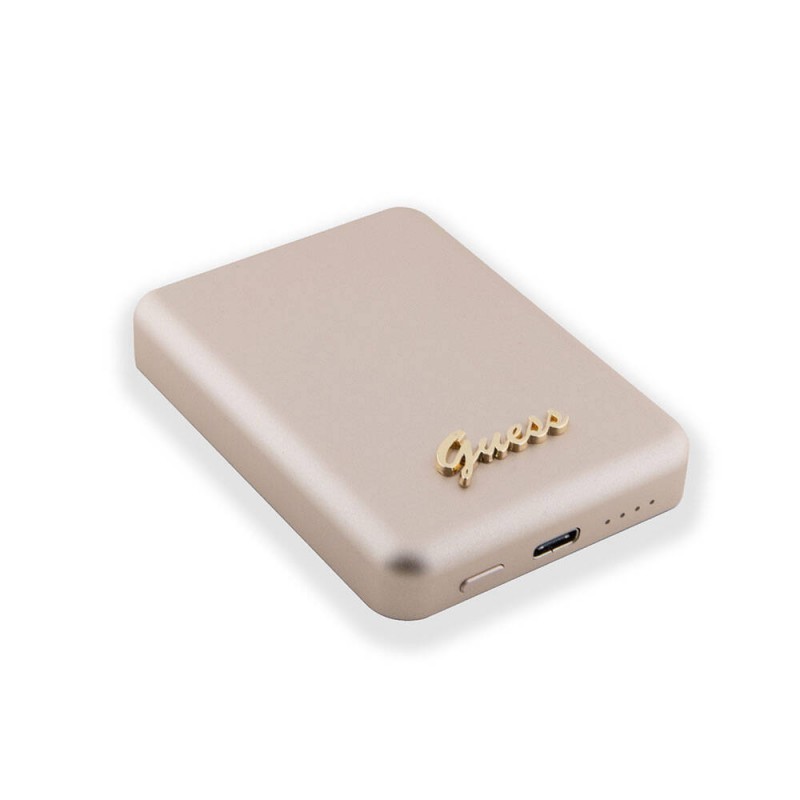 Guess Orjinal Lisanslı Magsafe Şarj Özellikli Metal Yazı Logolu Powerbank 3000mAh 5W