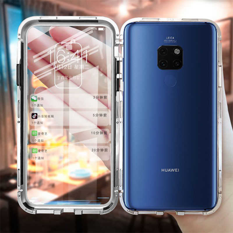 Huawei Mate 20 Pro Kılıf Zore Devrim Mıknatıslı Cam Kapak