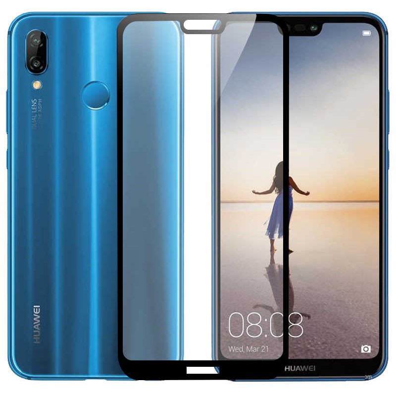 Huawei P20 Lite Zore Kenarları Kırılmaya Dayanıklı Cam Ekran Koruyucu