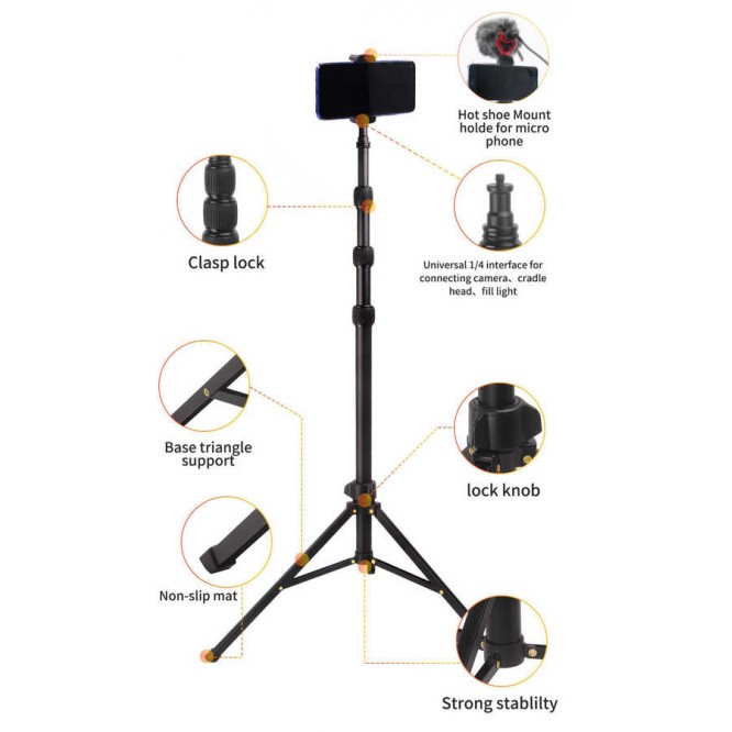 Jmary MT-45 Tripod 168 cm 360 Derece Dönebilen Başlık 3 Kademeli Yükseklik Ayarı