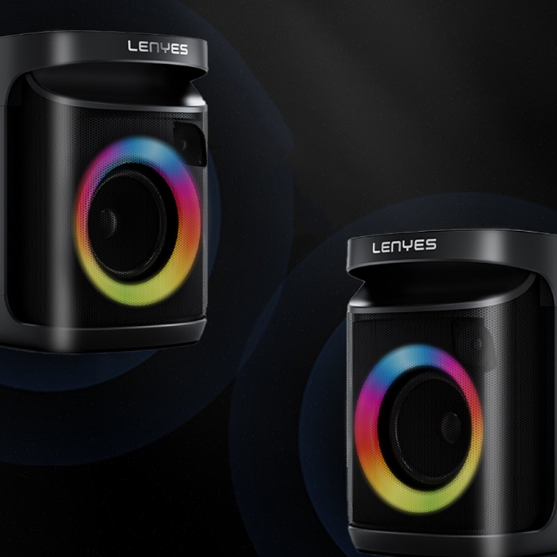 Lenyes S881 Su Geçirmez Mikrofonlu Çoklu Giriş RGB Işıklı TWS Karaoke FM Bluetooth Hoparlör v5.3