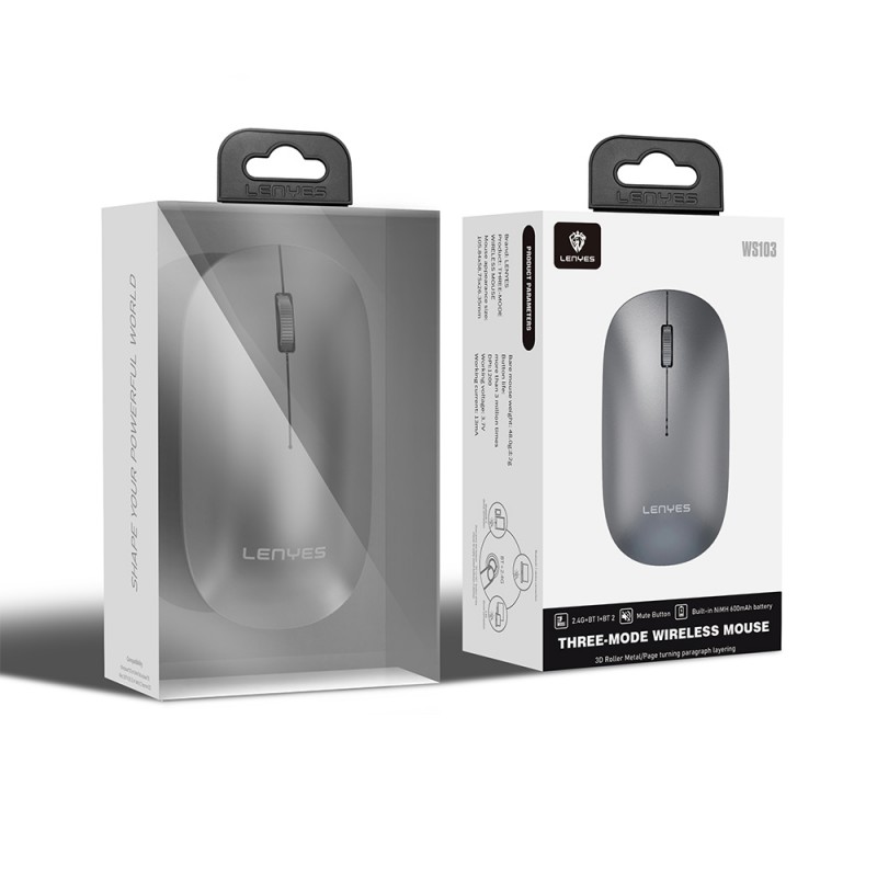 Lenyes WS103 Sessiz Buton Tasarımlı Ergonomik Çift Bluetooth Bağlantılı 2.4G Kablosuz Mouse 1200 DPI