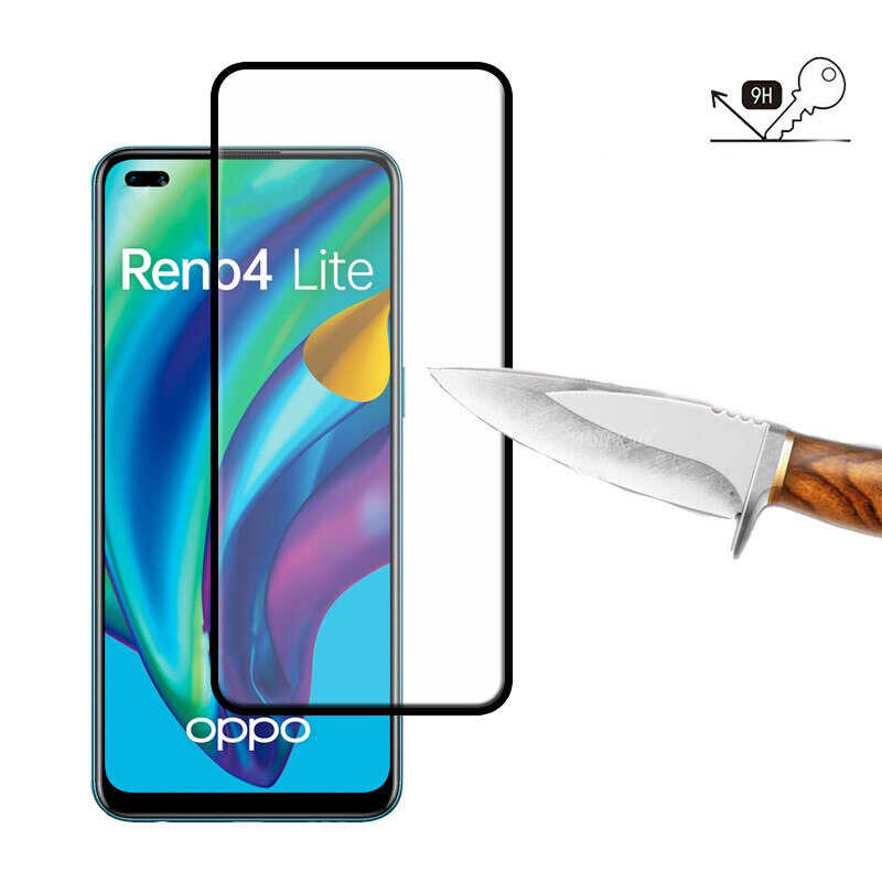 Oppo Reno 4 Lite Zore Kenarları Kırılmaya Dayanıklı Cam Ekran Koruyucu