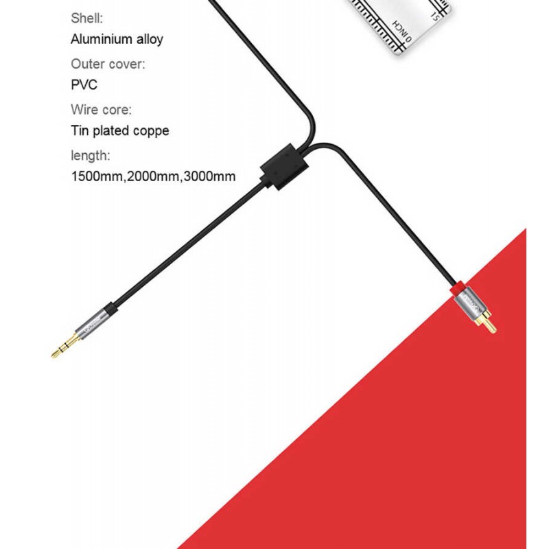 Qgeem QG-AU09 3.5mm To RCA Aux Audio Kablo 5M