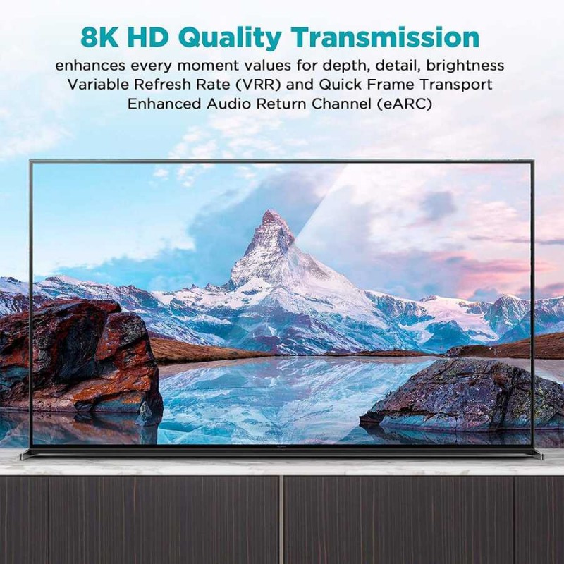 Qgeem QG-AV17 Görüntü ve Ses Aktarıcı HDMI Kablo 2.1 Versiyon 8K HD Kalite 48Gbps 1.83 metre