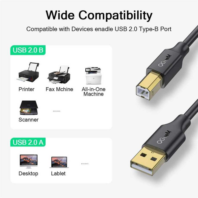 Qgeem QG-CVQ23 Usb Type-A To Usb Type-B Kablo 1.83M