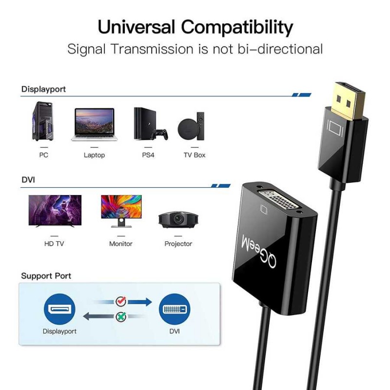 Qgeem QG-HD24 DVI To Display Port Dönüştürücü