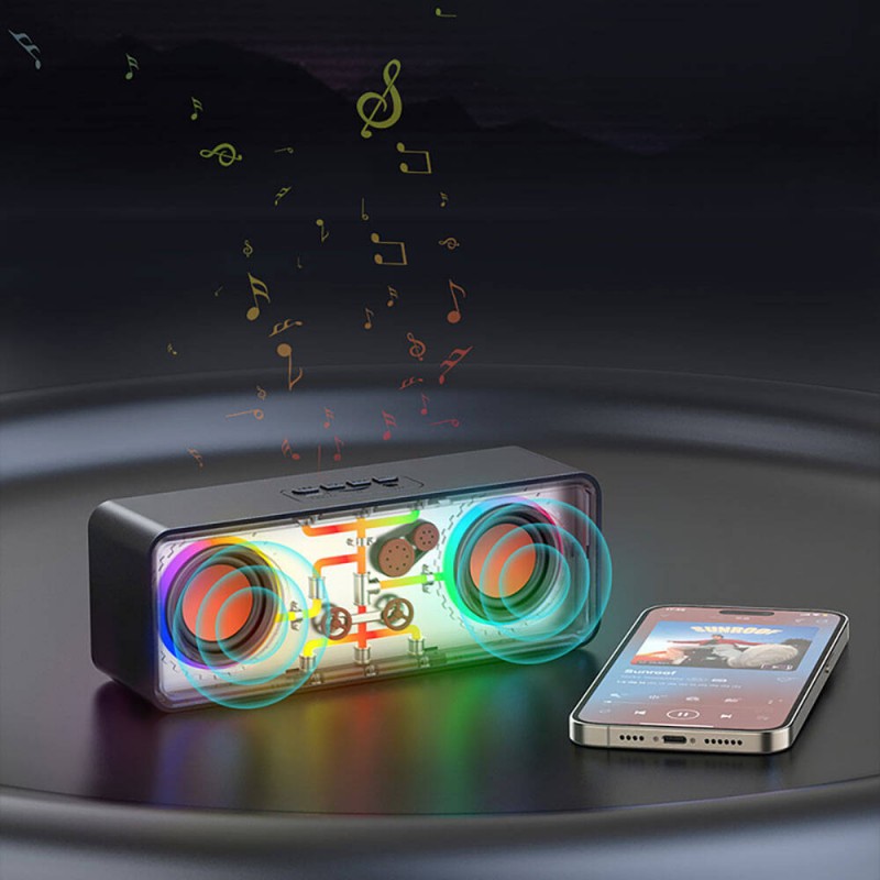 Recci RSK-W38 Space Station Serisi RGB Led Işıklı Bluetooth Hoparlör FM Radio Özellikli