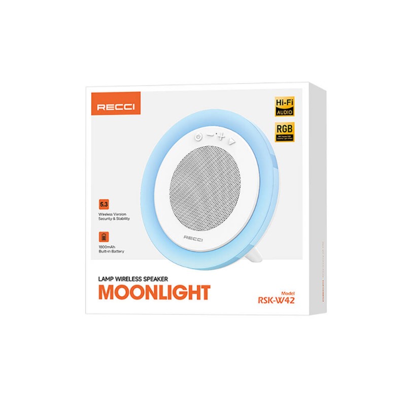 Recci RSK-W42 Moonlight Serisi RGB Işıklı Kablosuz Bluetooth v5.3 Hoparlör