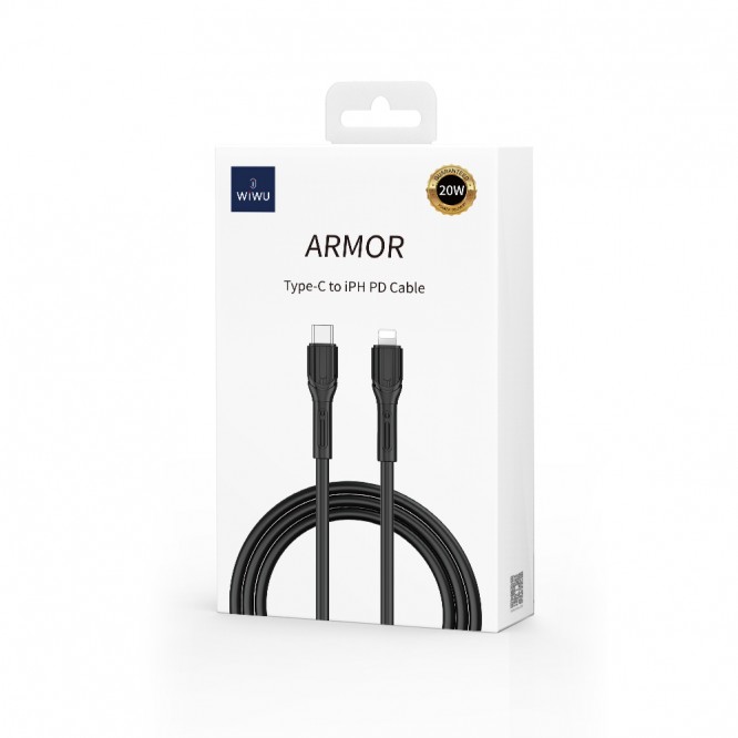 Wiwu Armor Wİ-C005 Kablo Ucu Korumalı Tasarım 20W Hızlı Şarj Özellikli Type-C to Lightning PD Kablo 1M