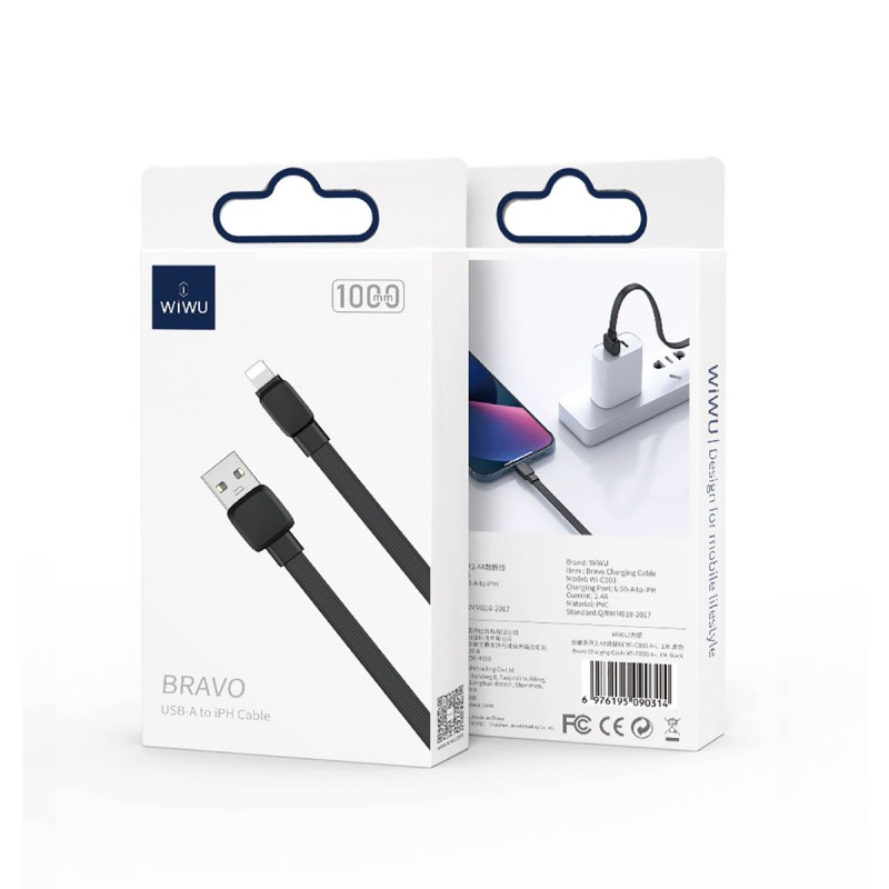 Wiwu Bravo Wİ-C003 Yassı Tasarım Lightning Usb Kablo 1M