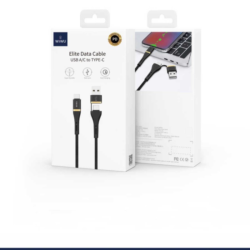 Wiwu ED-106 2 in 1 USB A- Type-C to Type-C Elite Data Kablo