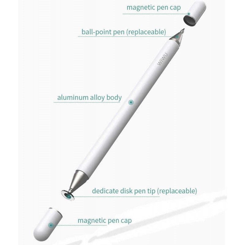 Wiwu Pencil Passive Stylus 2 in 1 Dokunmatik Çizim Kalemi