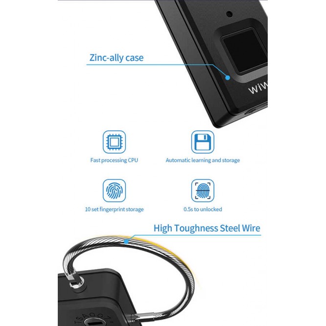 Wiwu S6 Parmak İzi Okuyuculu Asma Kilit