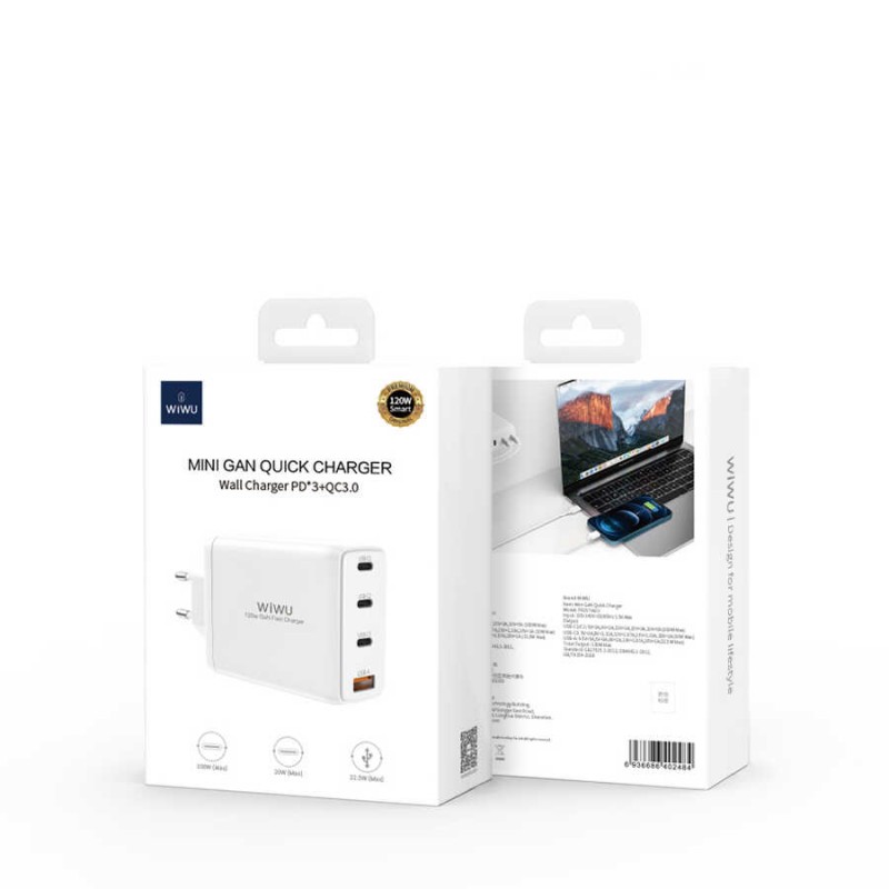 Wiwu TR257-AEU Mini GaN Tech 120W Power Adaptör