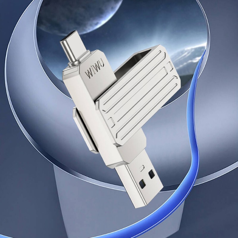 Wiwu Wi-FD001 3in1 USB3.2 Sürücü Disk USB-A + Lightning + Type-C OTG 128 GB