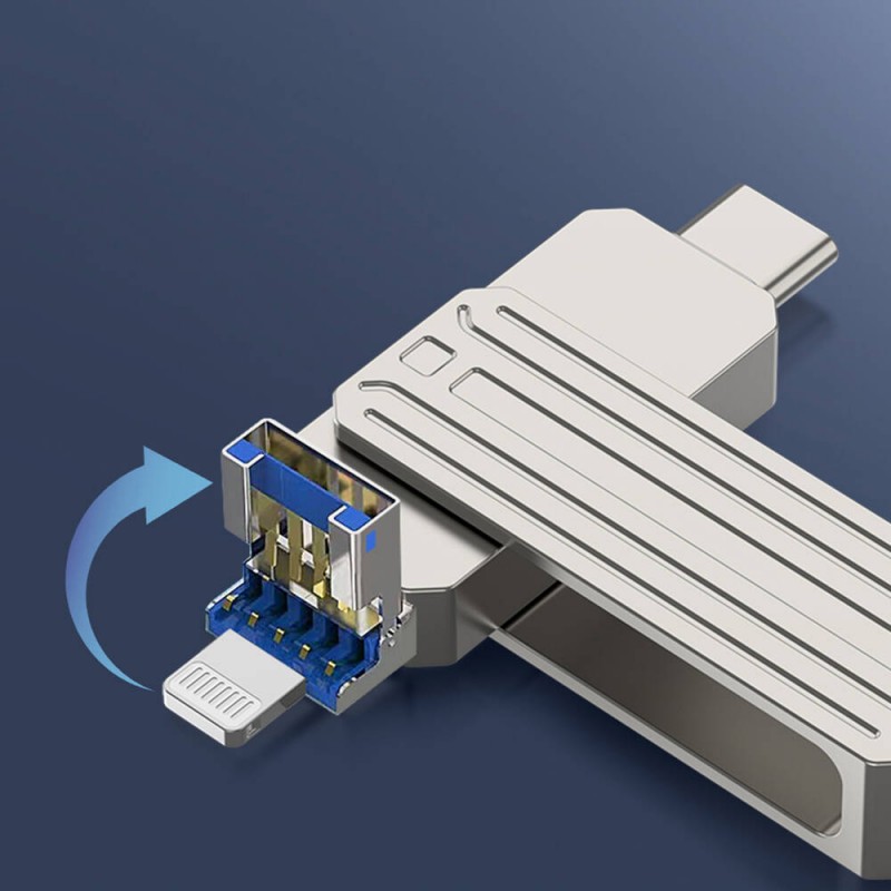 Wiwu Wi-FD001 3in1 USB3.2 Sürücü Disk USB-A + Lightning + Type-C OTG 128 GB