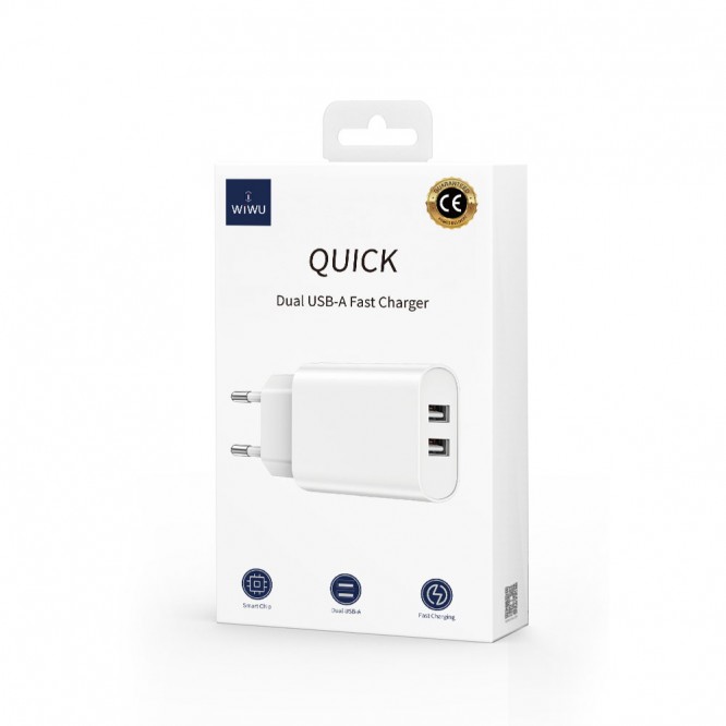 Wiwu Wi-U003 Quick 2.1A Çift USB Çıkışlı Hızlı Şarj Başlığı Adaptörü