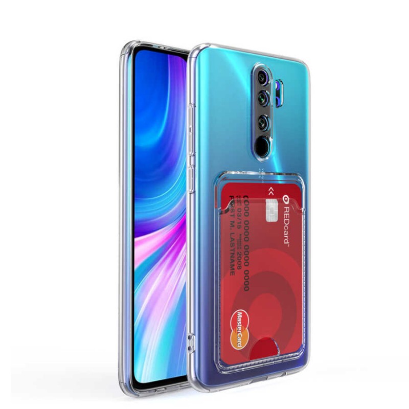 Xiaomi Redmi Note 8 Pro Kılıf Kartlıklı Şeffaf Zore Setra Clear Silikon Kapak