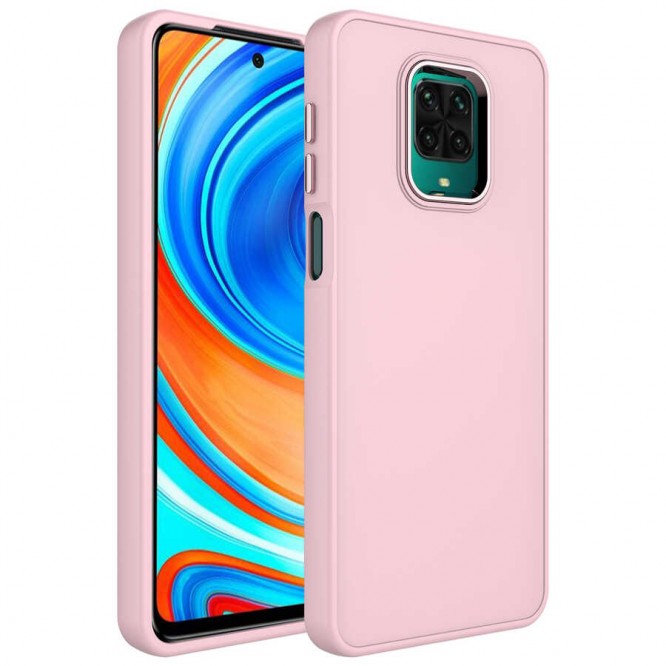 Xiaomi Redmi Note 9 Pro Kılıf Metal Çerçeve ve Buton Tasarımlı Silikon Zore Luna Kapak