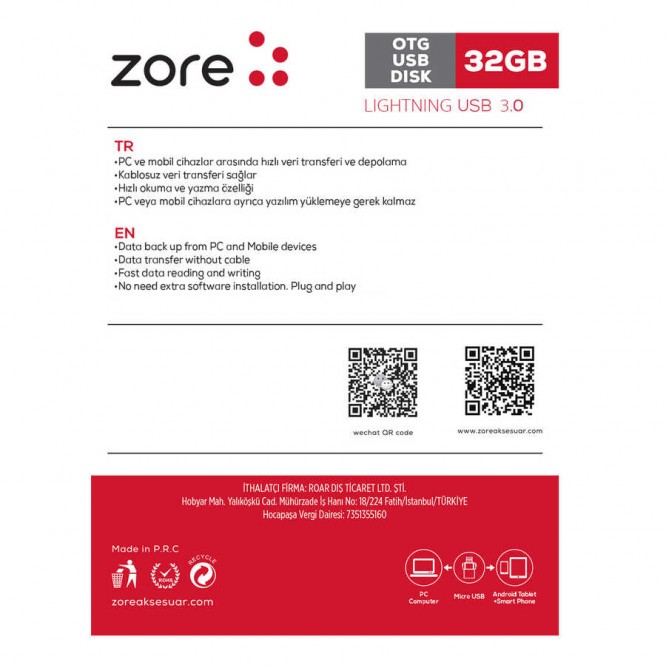 Zore 3.0 Lightning Metal OTG 32 GB