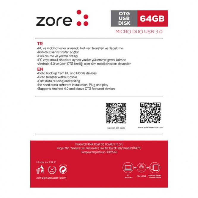 Zore 3.0 Micro Metal OTG 64 GB