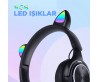 Zore M6 Pro Cat RGB Led Işıklı Kedi Kulağı Band Tasarımlı Ayarlanabilir ve Katlanabilir Kulak Üstü Bluetooth Kulaklık