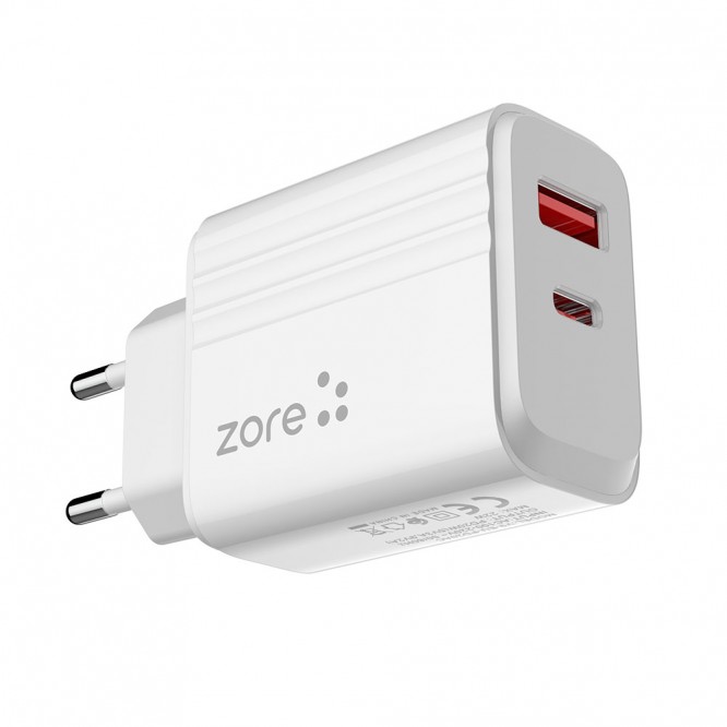 Zore Play Serisi PL3 Type-C to Lightning 2in1 PD Seyahat Şarj Aleti 20W