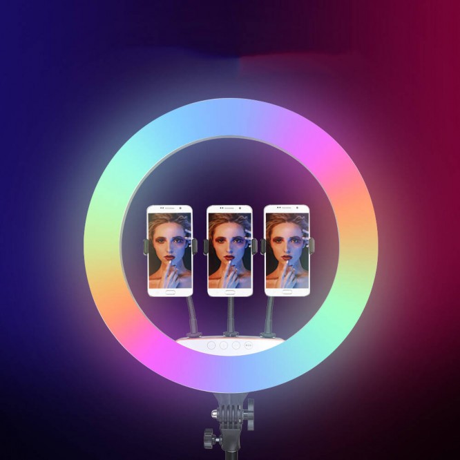 Zore RGB Light 56cm Işıklı Telefon Tutucu Ring Light