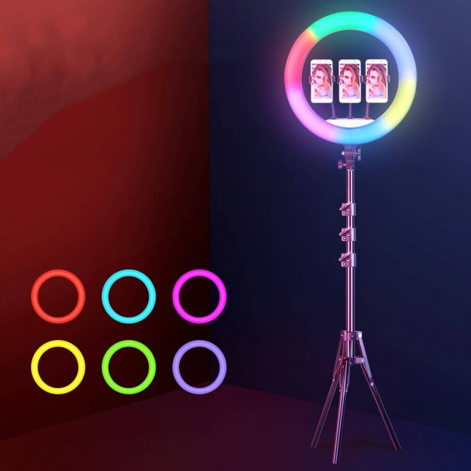 Zore RGB Light 56cm Işıklı Telefon Tutucu Ring Light