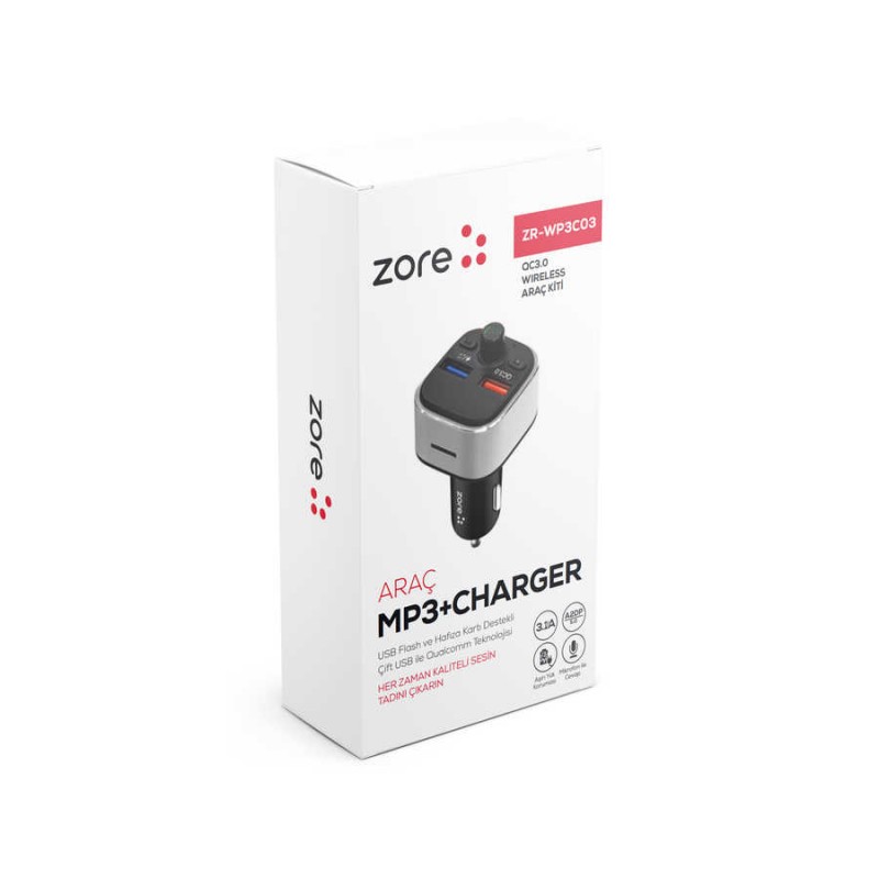 Zore ZR-WP3C03 Bluetooth Transmitter Mp3 Araç Şarjı